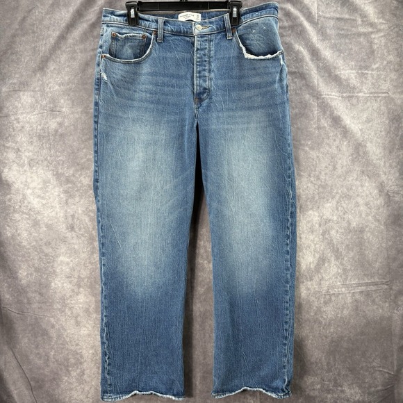 Abercrombie Fitch Jeans Womens 32/14 Reg 90s Baggy Low Rise Med Blue Wash - Picture 3 of 6